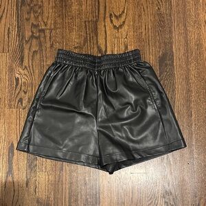 Vestique Black High Waist Leather Shorts